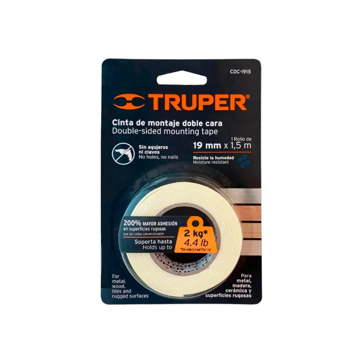 Cinta Doble Contacto Truper 19 mm x 1.5 m - vista 2