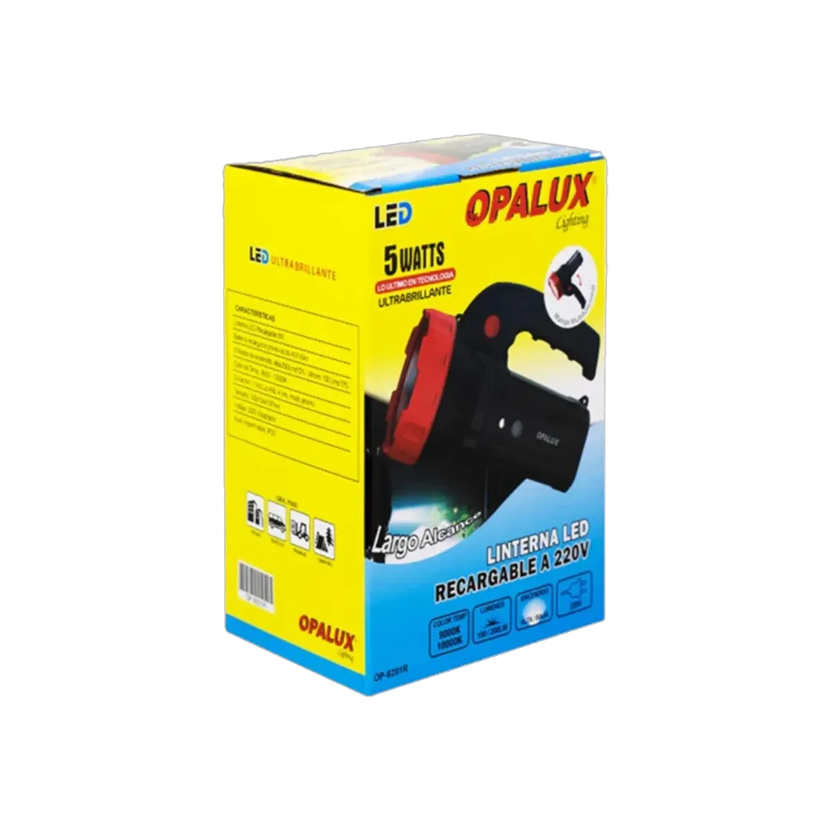Linterna Led Recargable 220V Opalux 5W Rojo - vista 2