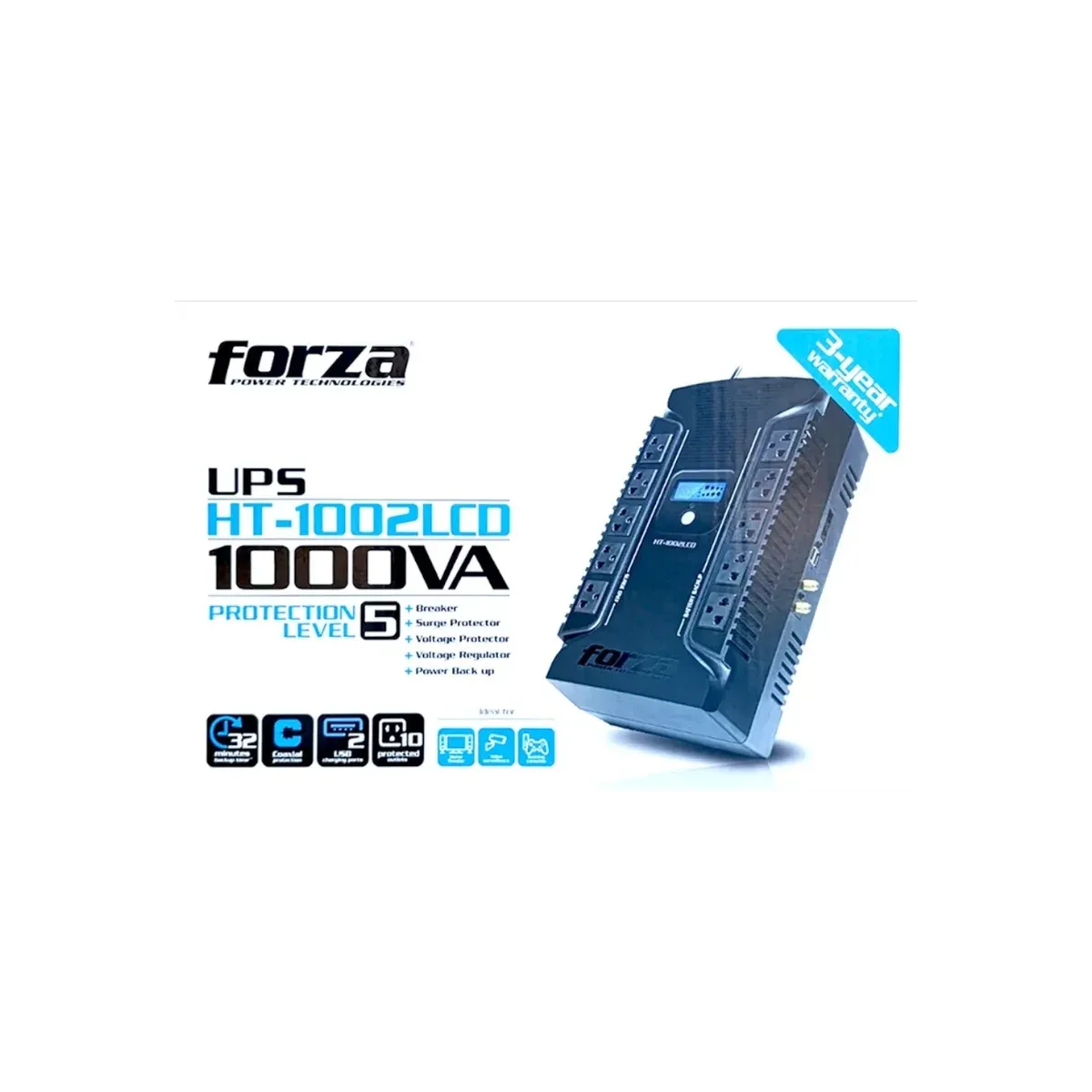 UPS Forza 1000VA/500W RJ11 220V - vista 2