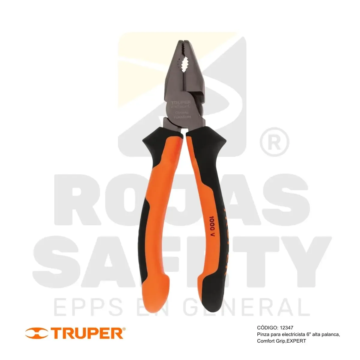 ALICATE PARA ELECTRICISTA 6" ALTA PALANCA, COMFORT GRIP (12347) TRUPER