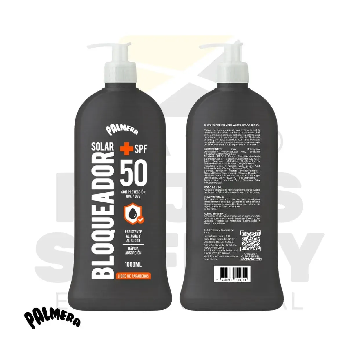 BLOQUEADOR SOLAR SPF 50+ FRASCO 1000 ML. PALMERA