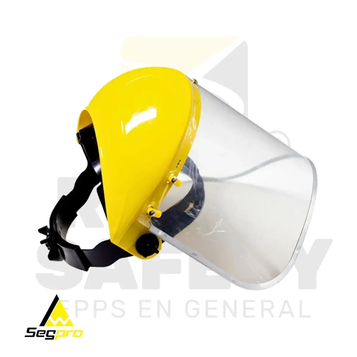 CABEZAL AMARILLO CON RACHET Y VISOR (MICA) DE POLICARBONATO CON RIBETE DE ALUMINIO SEGPRO