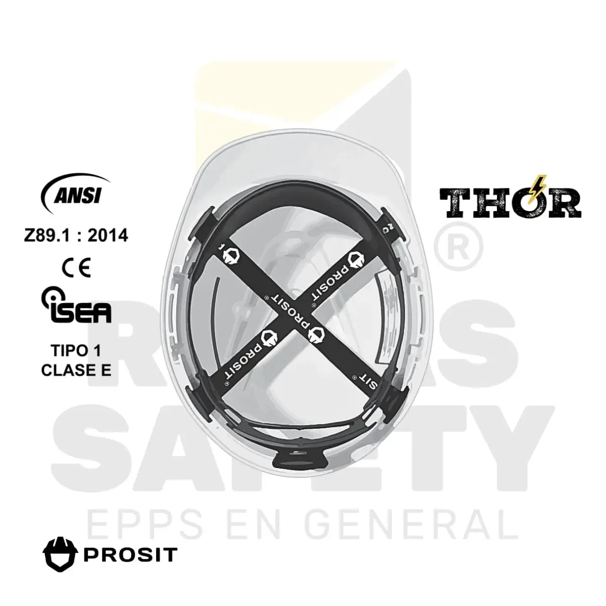 CASCO DE SEGURIDAD BLANCO MODELO THOR PROSIT - vista 2