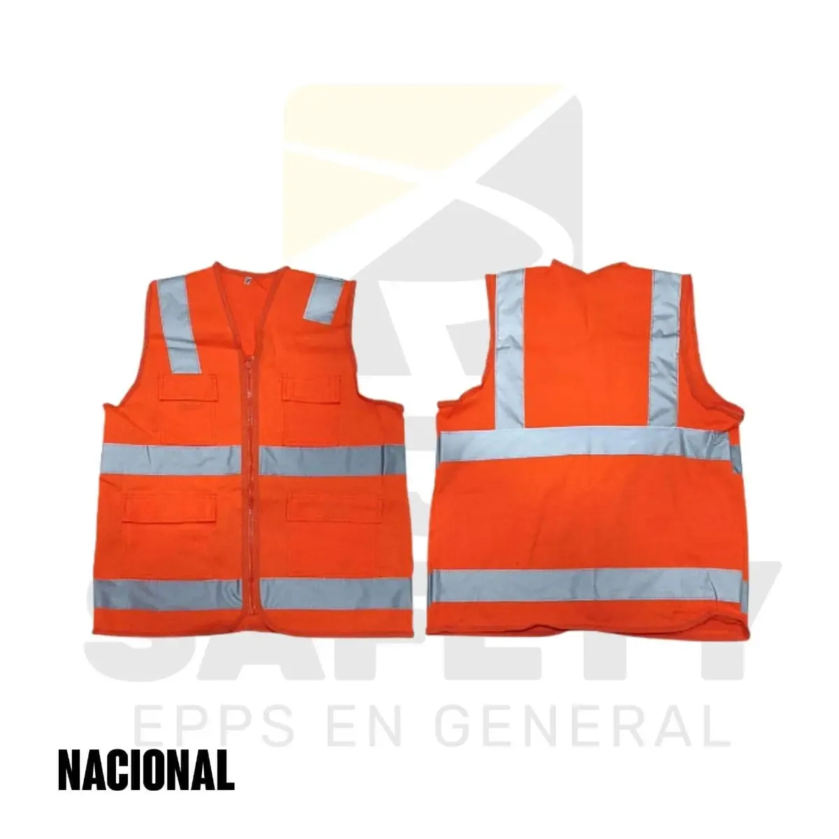 CHALECO DRILL NARANJA CON CINTA EN H NACIONAL