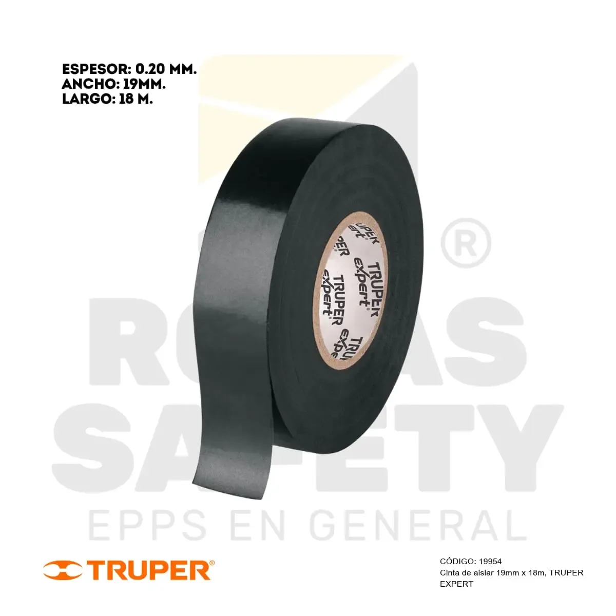 CINTA DE AISLAR NEGRO 19mm x 18m (19954) TRUPER EXPERT