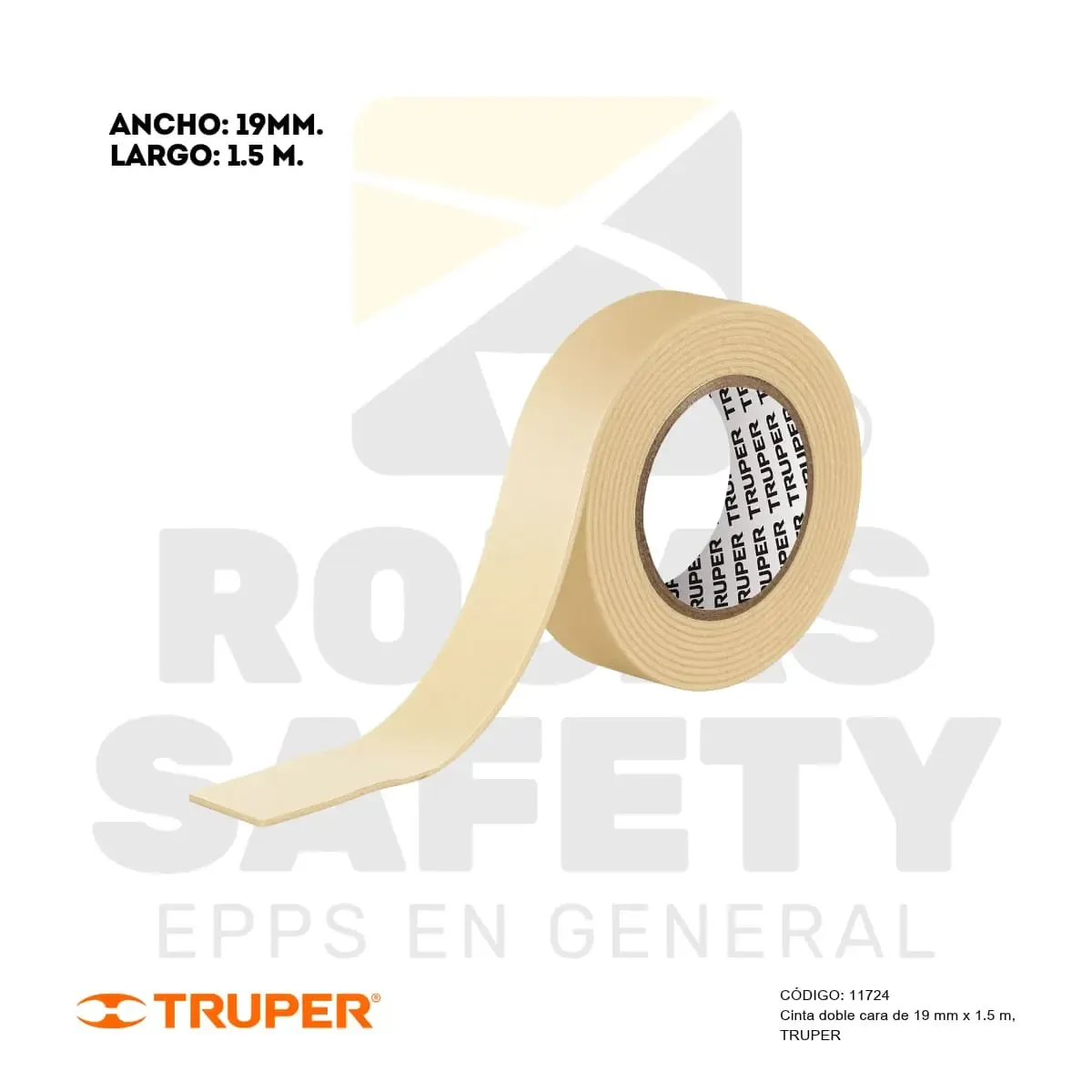 CINTA DOBLE CARA DE 19MM X 1.5M (11724) TRUPER - vista 2
