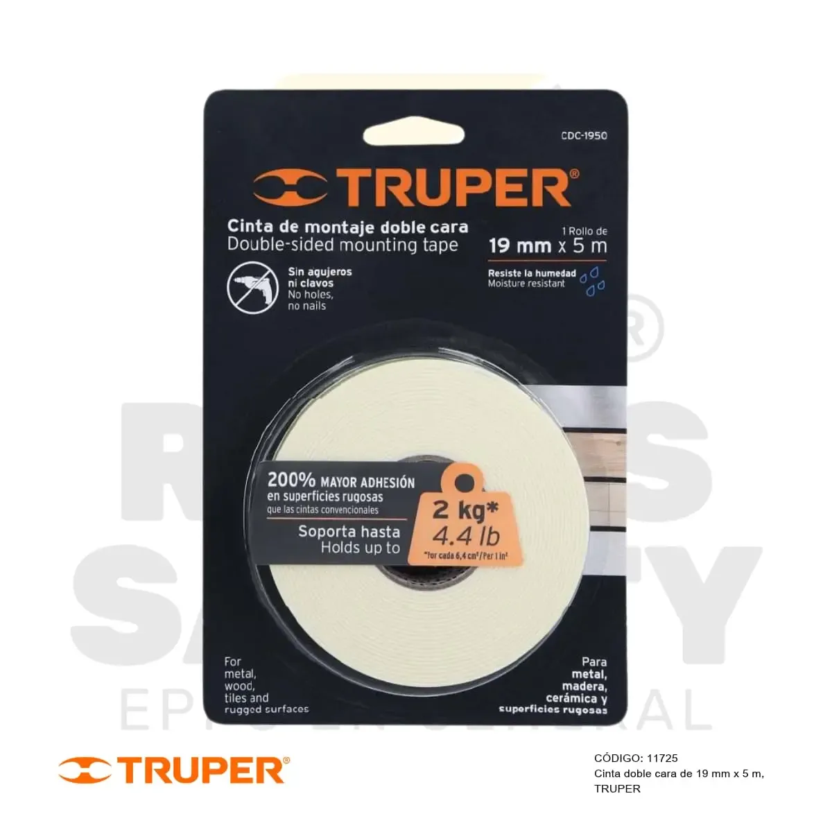 CINTA DOBLE CARA DE 19MM X 5M (11725) TRUPER