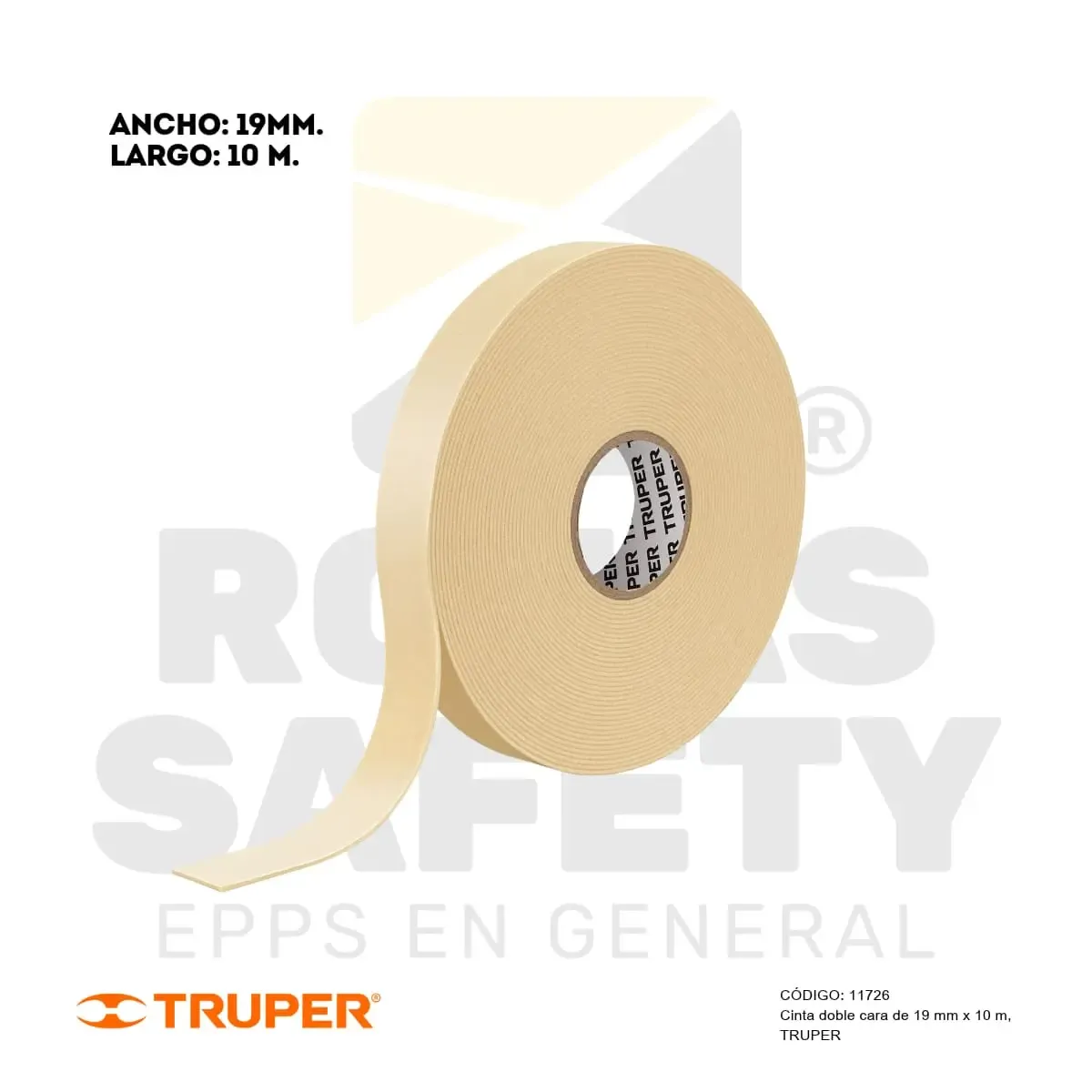CINTA DOBLE CARA DE 19MM X 10M (11726) TRUPER - vista 2