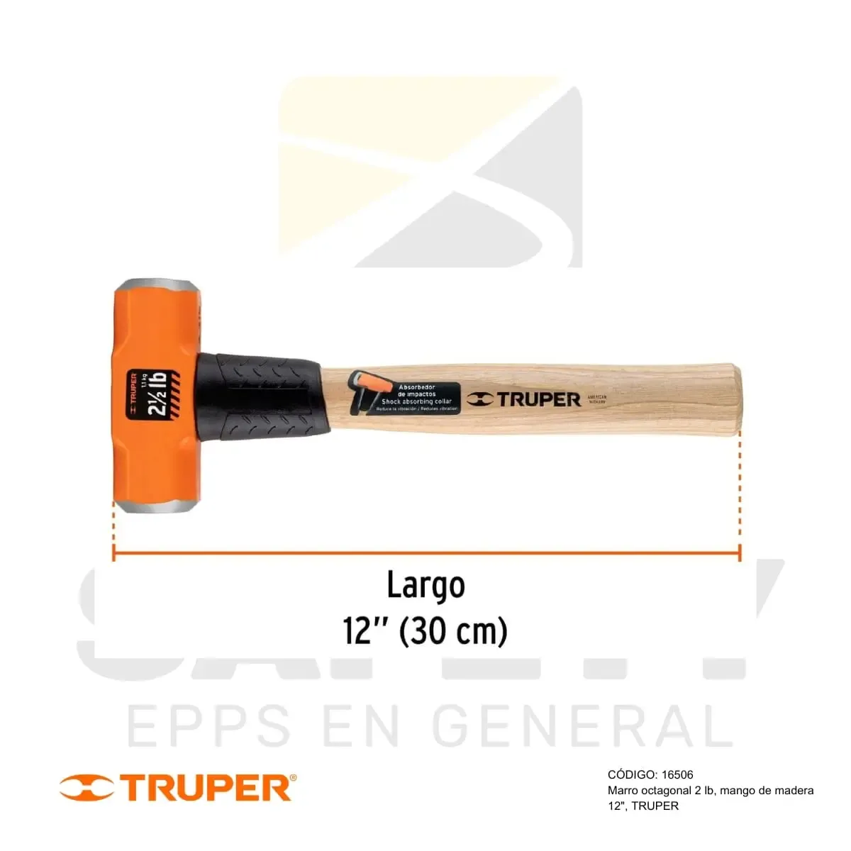 COMBA OCTOGONAL 2 LB MANGO DE MADERA (16506) TRUPER - vista 3