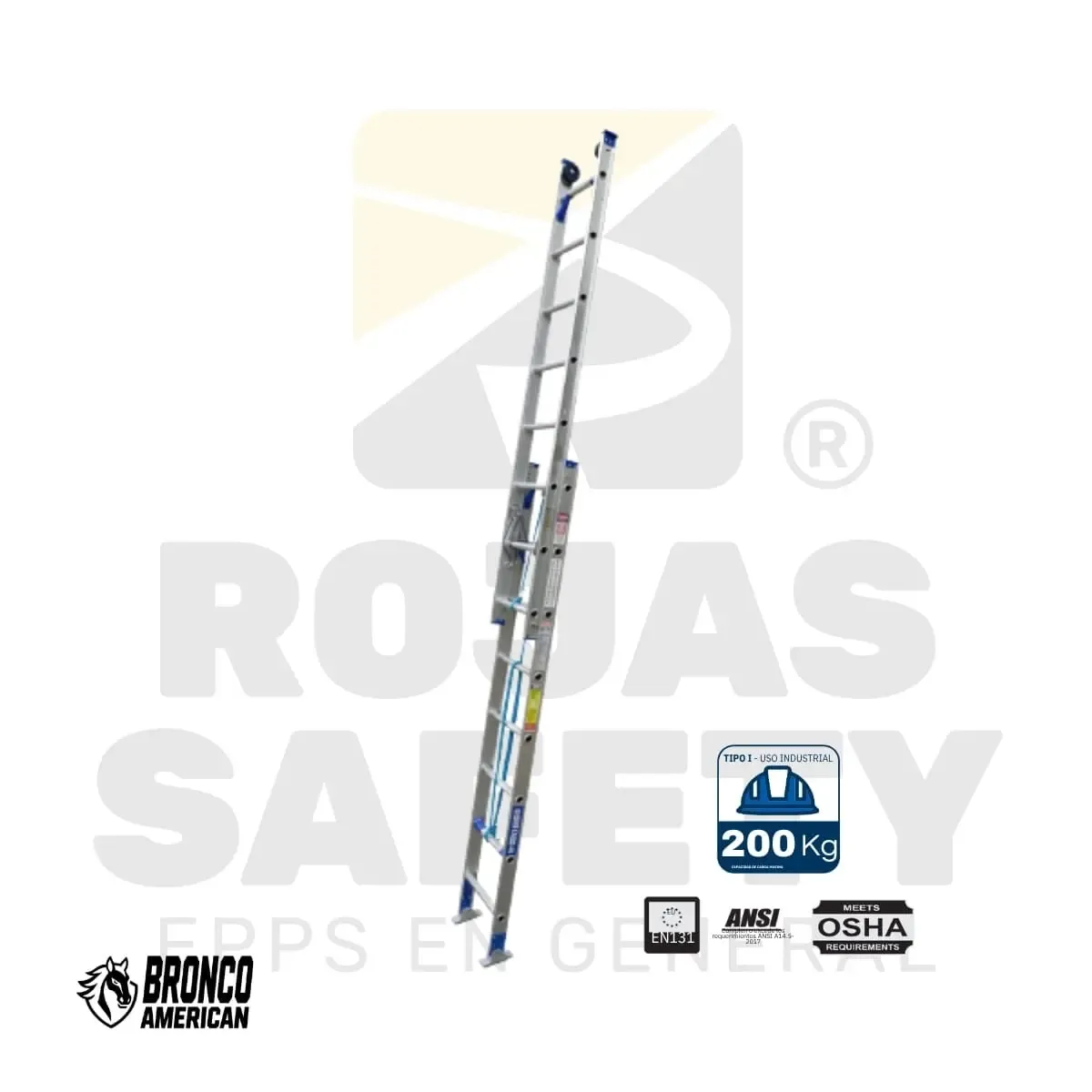 ESCALERA TELESCOPICA ALUMINIO DE ALTURA AJUSTABLE USO INDUSTRIAL BRONCO AMERICAN - vista 5