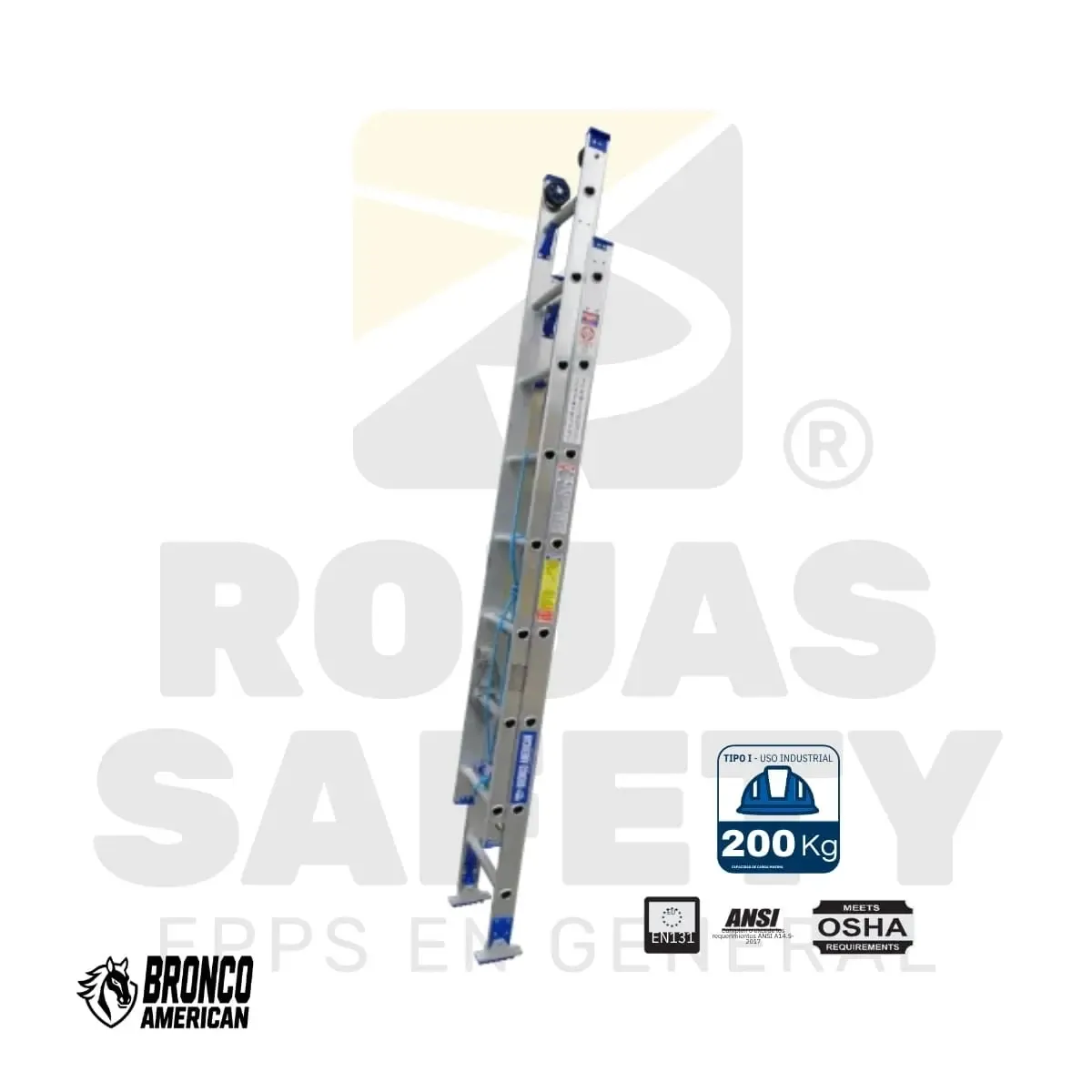 ESCALERA TELESCOPICA ALUMINIO DE ALTURA AJUSTABLE USO INDUSTRIAL BRONCO AMERICAN