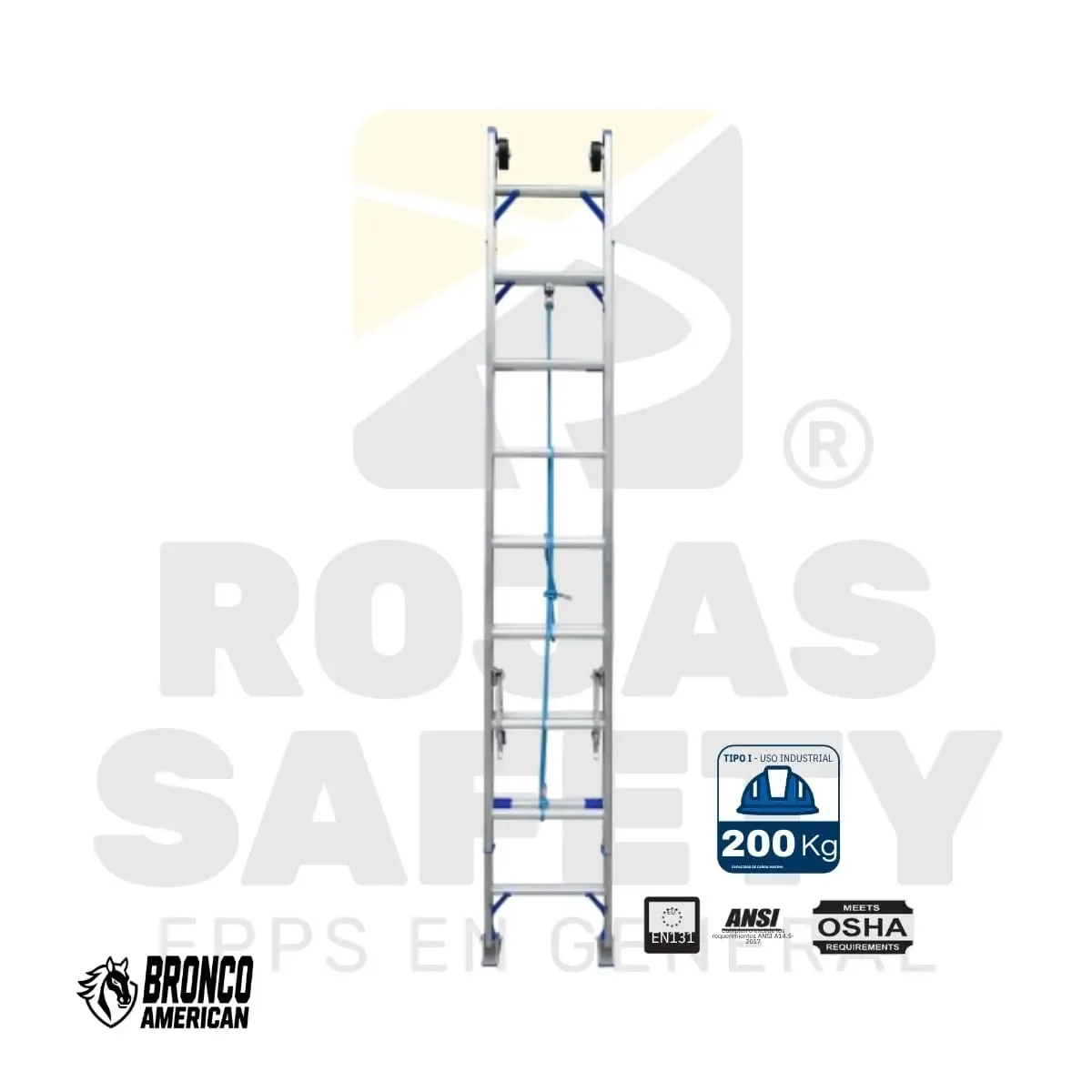ESCALERA TELESCOPICA ALUMINIO DE ALTURA AJUSTABLE USO INDUSTRIAL BRONCO AMERICAN - vista 4