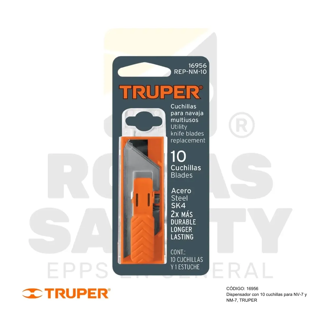 ESTUCHE CON 10 CUCHILLAS PARA NAVAJA NV-7 y NM-7 (16956) TRUPER - vista 2