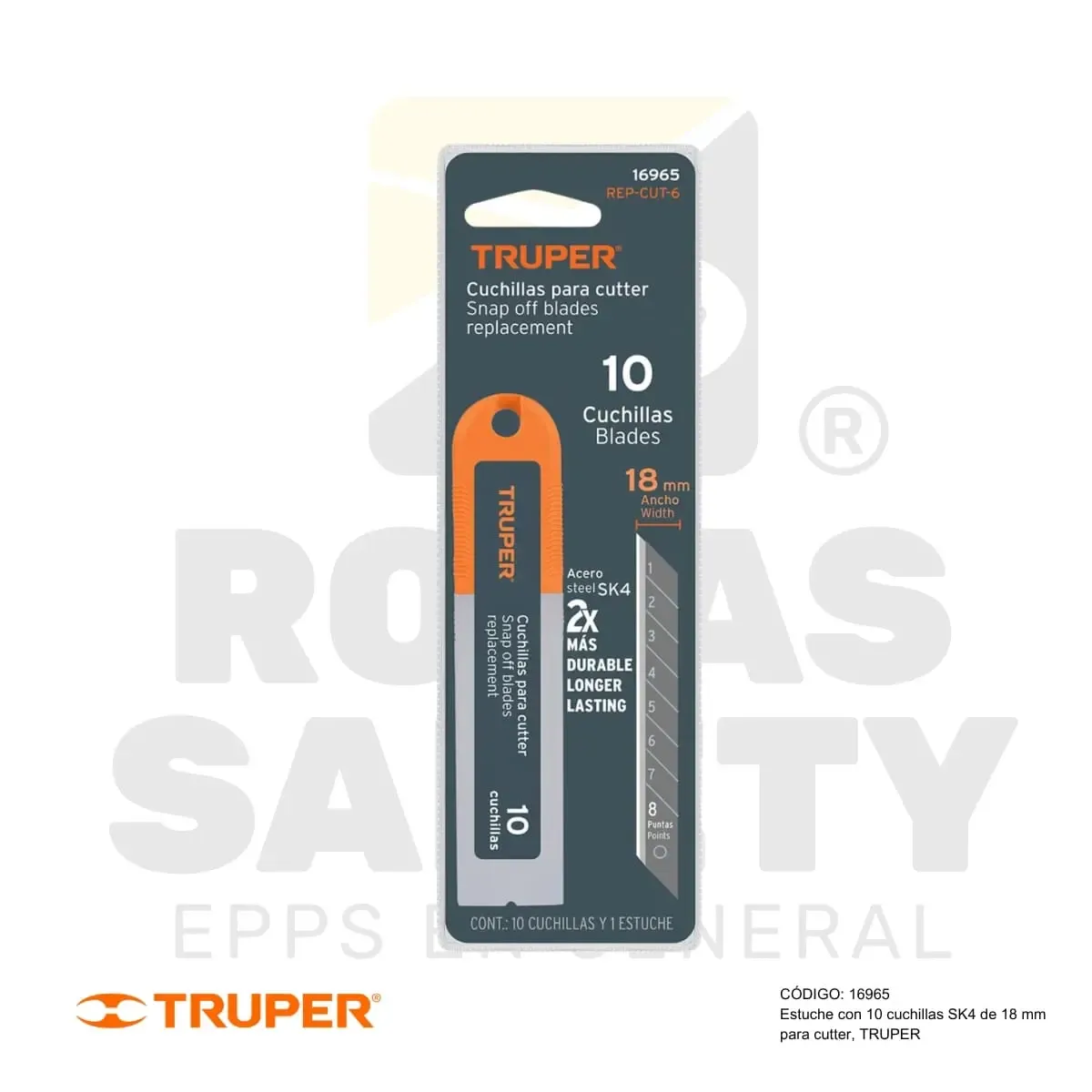 ESTUCHE CON 10 CUCHILLAS SK4 DE 18 MM PARA CUTTER (16965) TRUPER