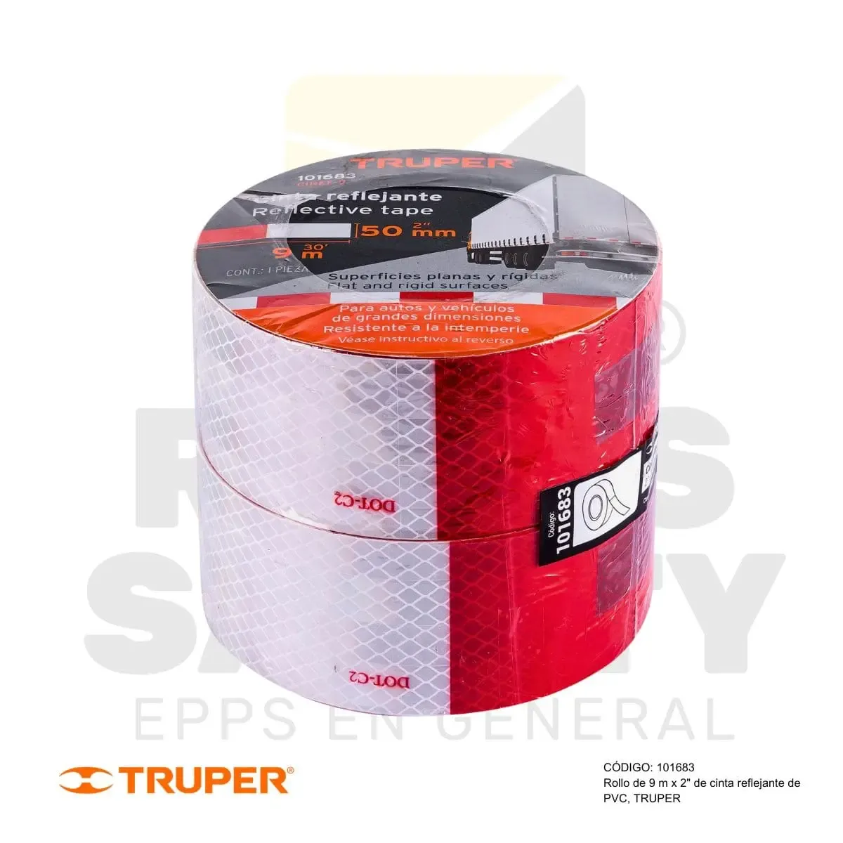 CINTA REFLEJANTE DE PELIGRO 9M X 2" (101683) TRUPER