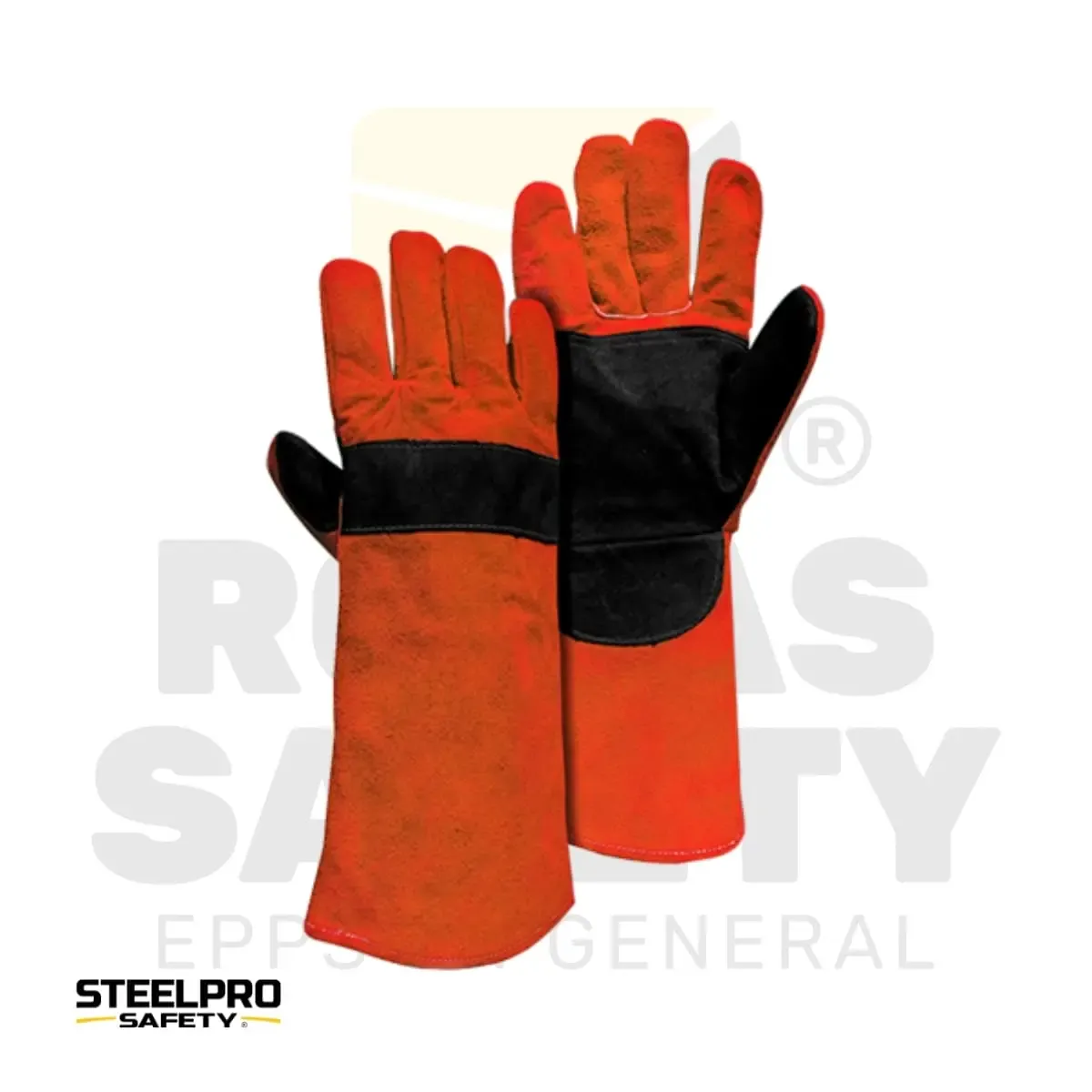 GUANTES CUERO SOLDADOR NARANJO/NEGRO STEELPRO