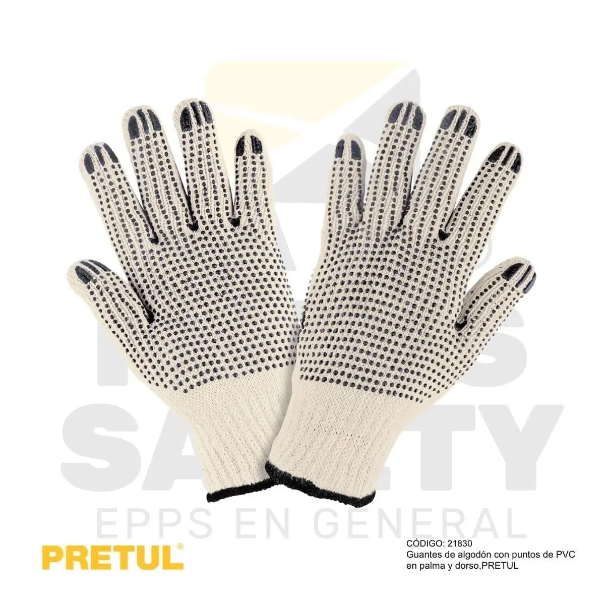 GUANTES DE ALGON CON PUNTOS DE PVC (21830) PRETUL