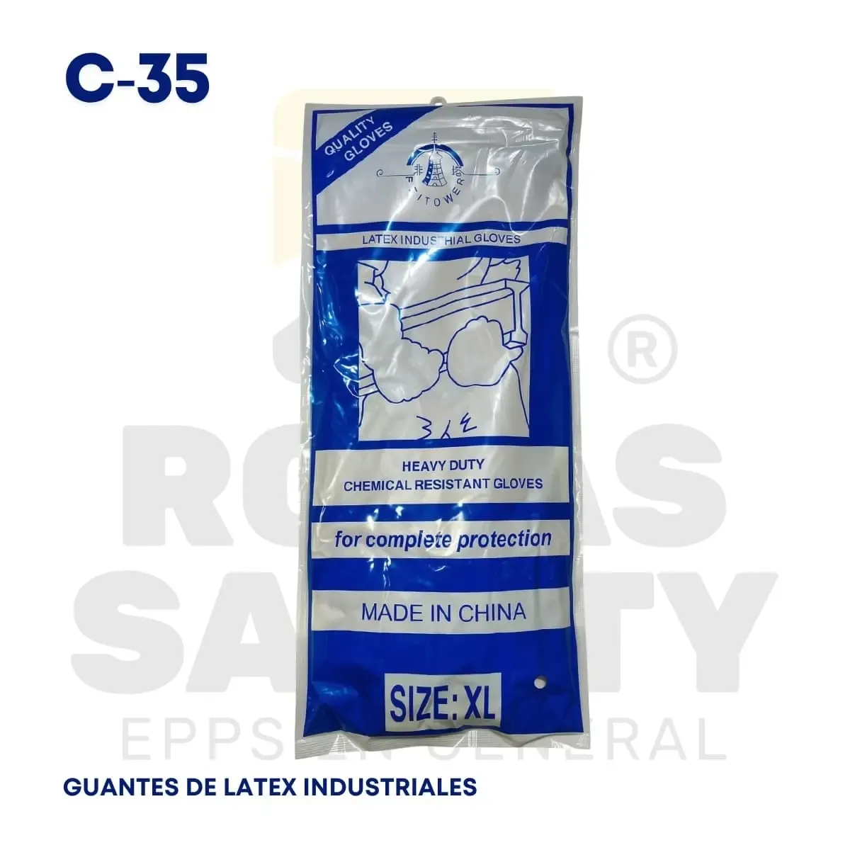 GUANTES DE LATEX INDUSTRIAL C-35 QUALITY GLOVES IMPORT - vista 2