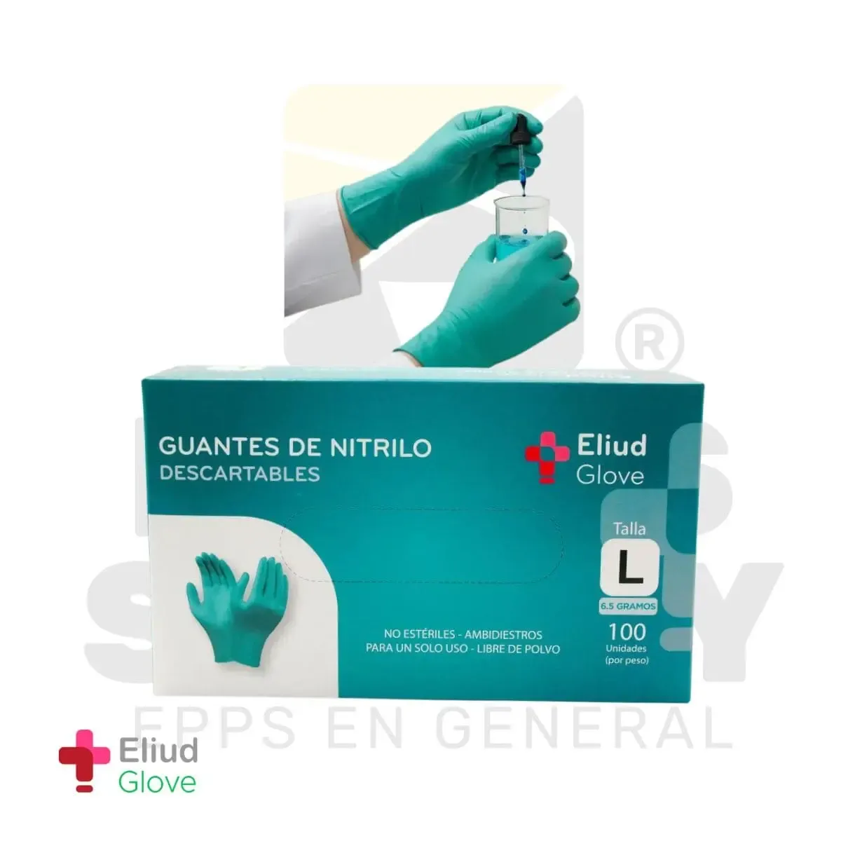 GUANTES DE NITRILO VERDE 6.5 G. ELIUD GLOVE