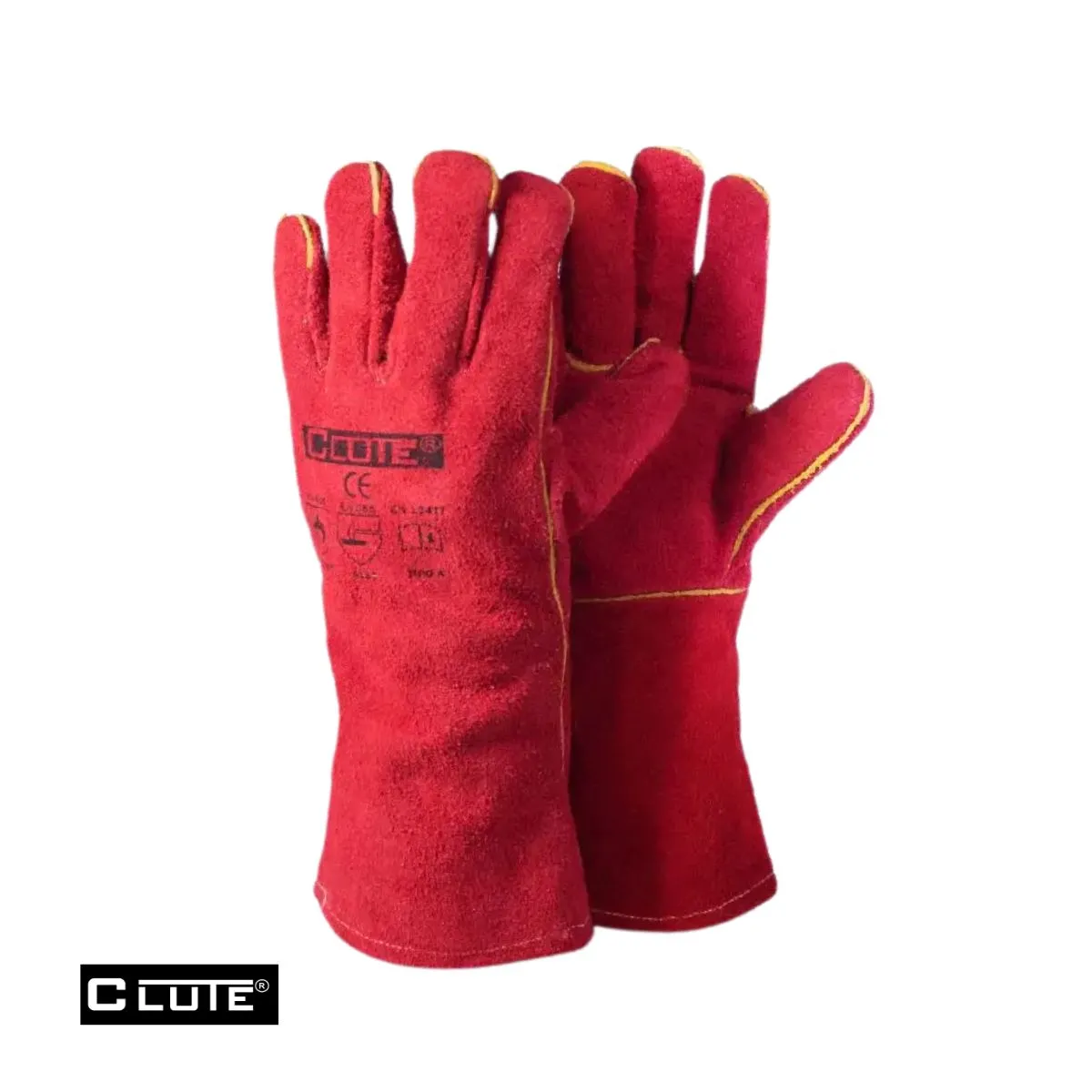 GUANTES SOLDADOR 14″ CARNAZA ROJO CLUTE
