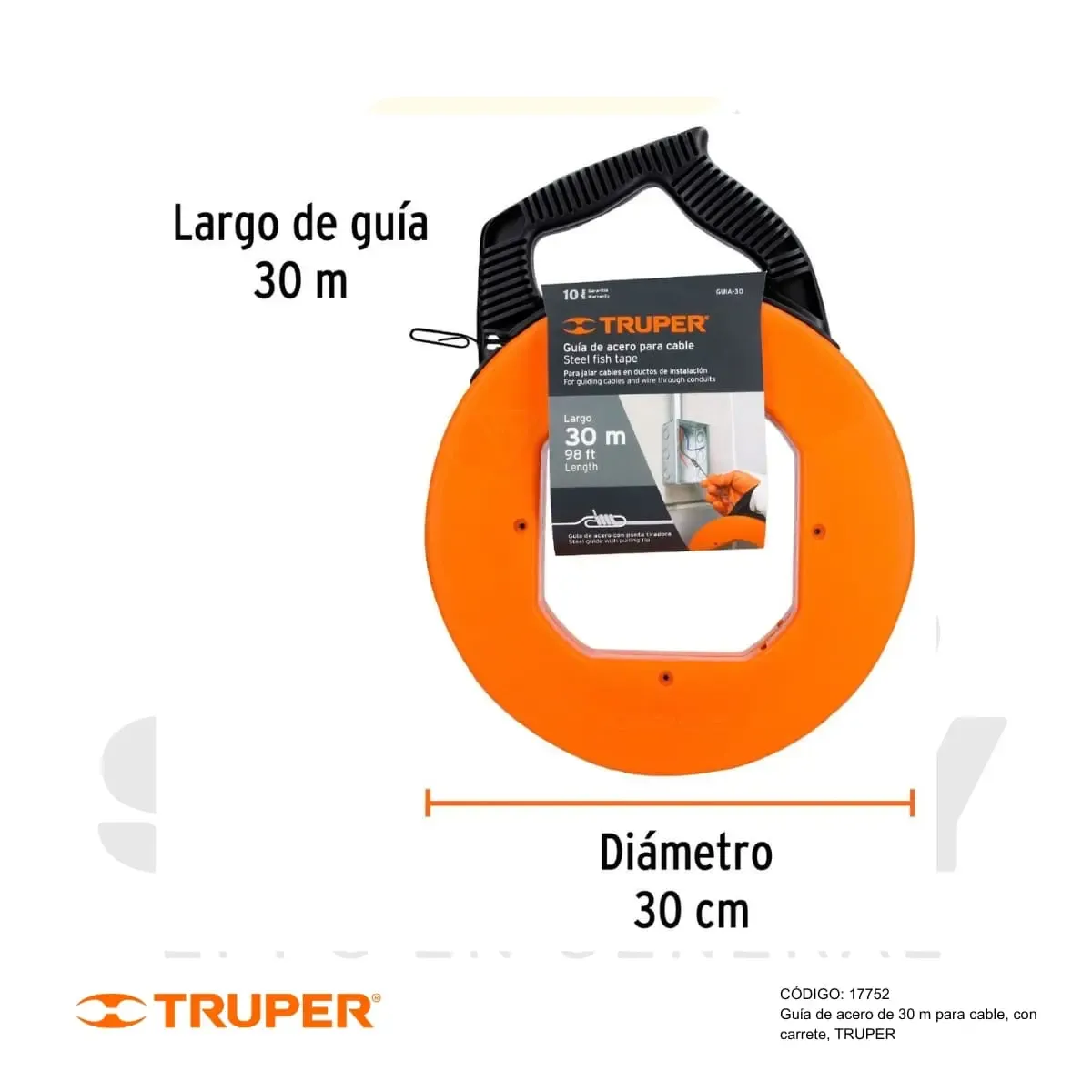 GUIA DE ACERO PARA CABLE CON CARRETE (17752) TRUPER - vista 3