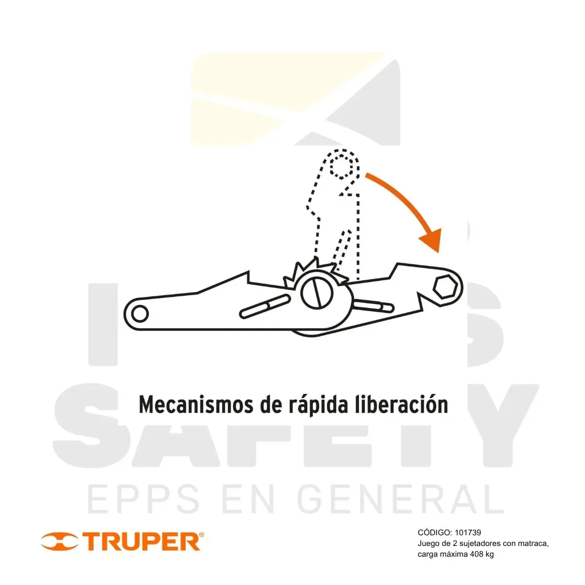 JUEGO DE 2 SUJETADORES CON MATRACA, CARGA MAXIMA 408 KG (101739) TRUPER - vista 2