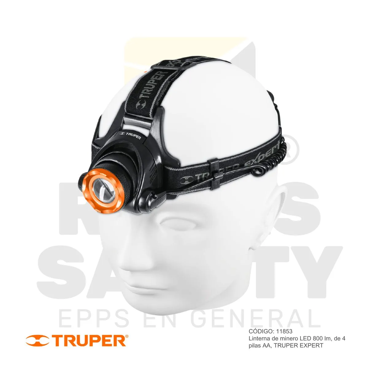 LINTERNA FRONTAL LED 800 LM, 4 PILAS AA, (11853) TRUPER
