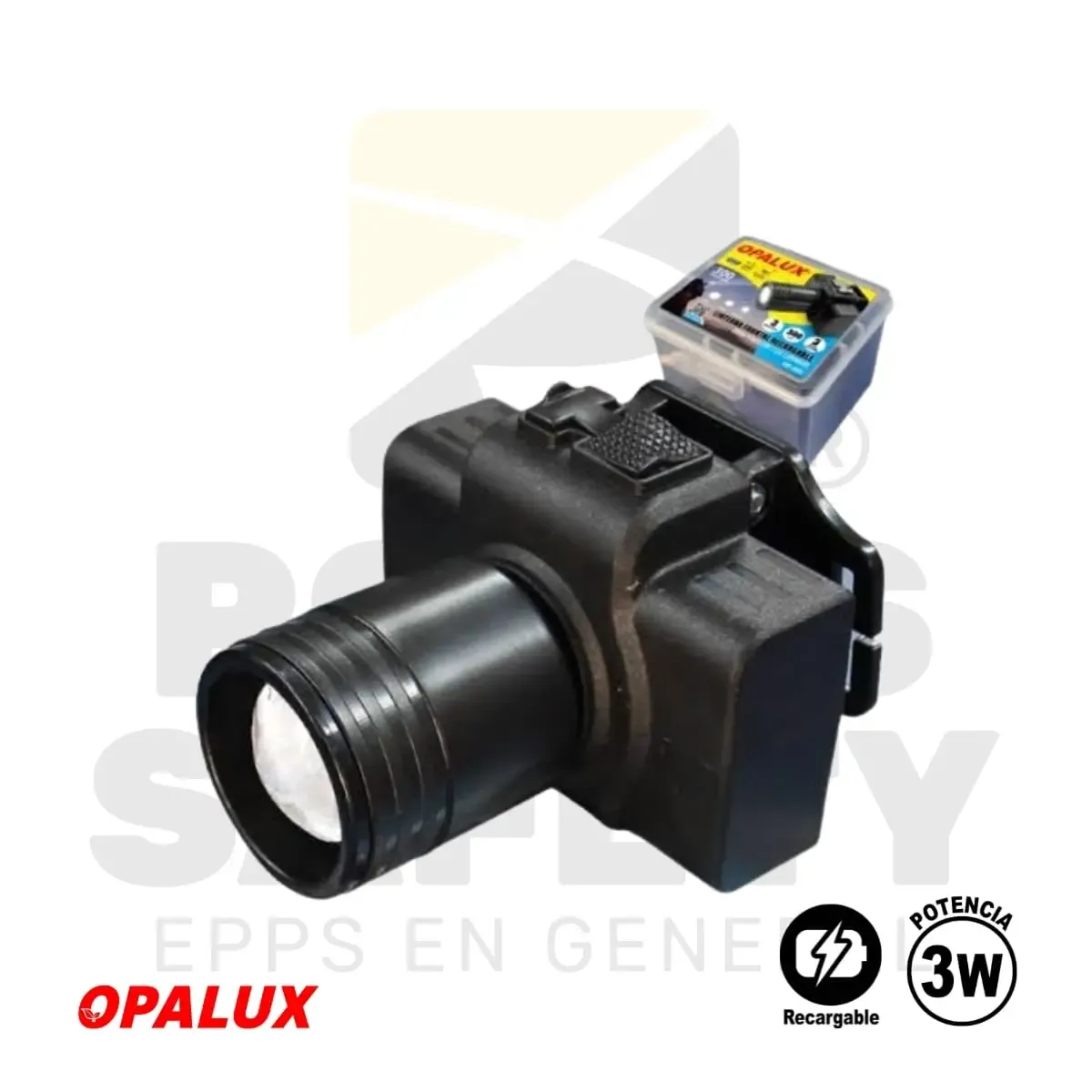 LINTERNA FRONTAL RECARGABLE 3W CON ZOOM OP-008 OPALUX - vista 2