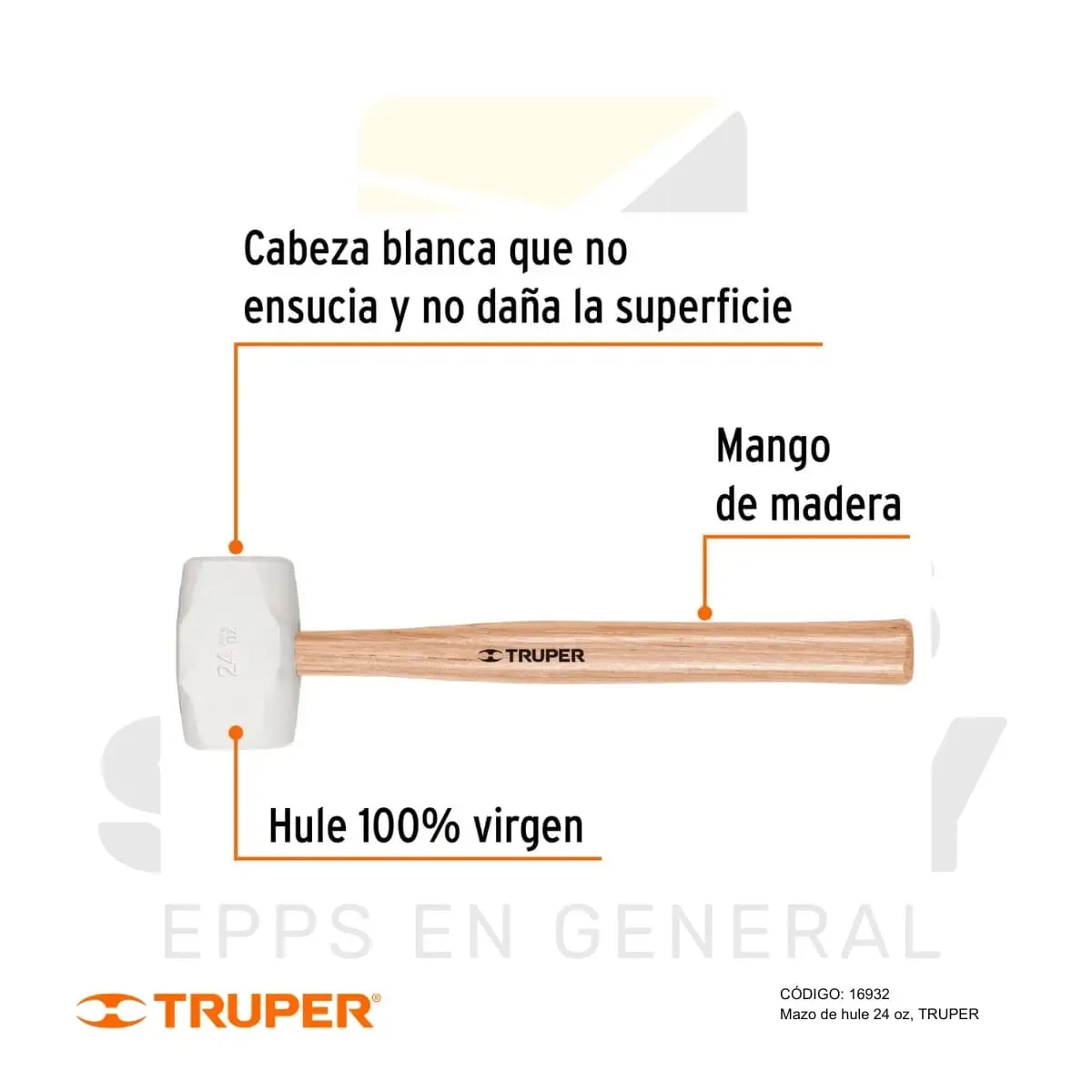 MARTILLO DE GOMA 24 OZ (16932) TRUPER - vista 2