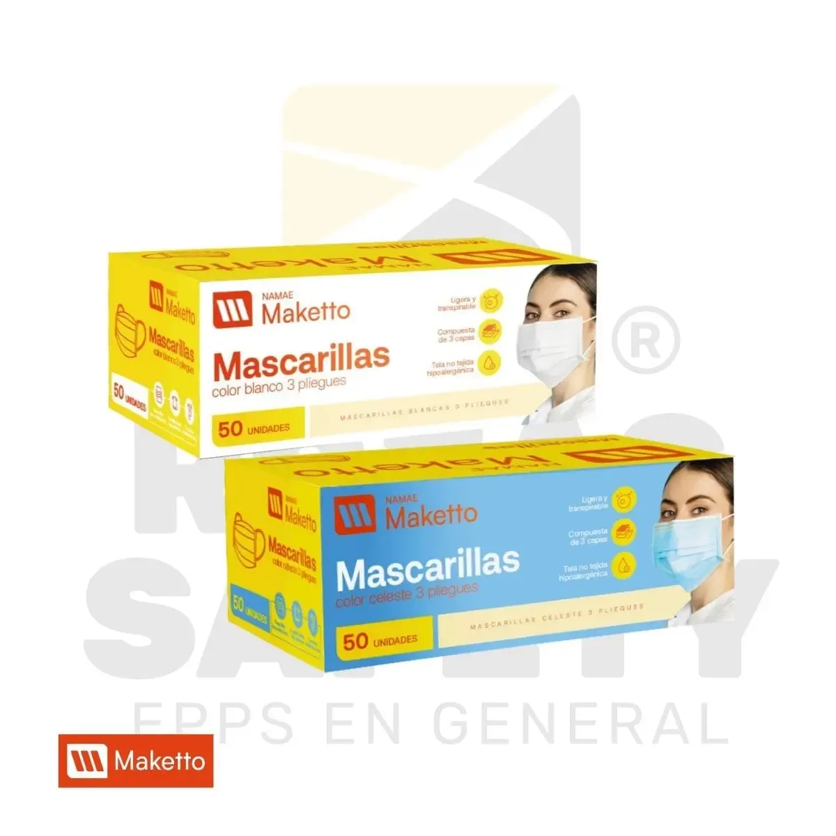 MASCARILLA 3 PLIEGUES (50 UND) MAKETTO