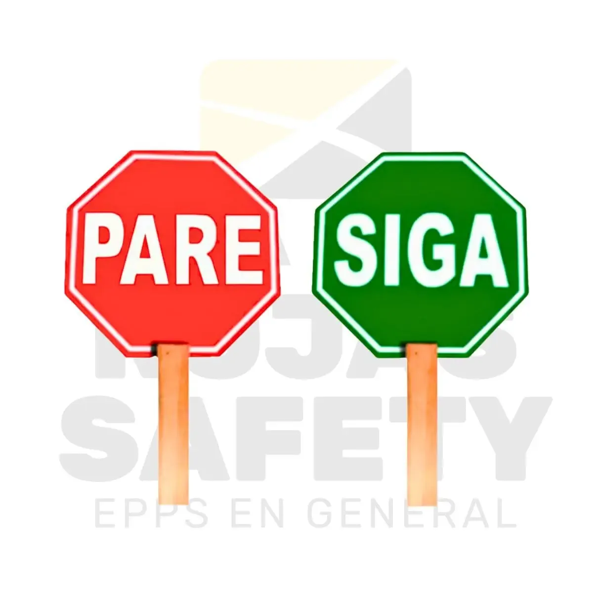 PALETA DE SEÑALIZACIÓN PARE Y SIGA DE MADERA