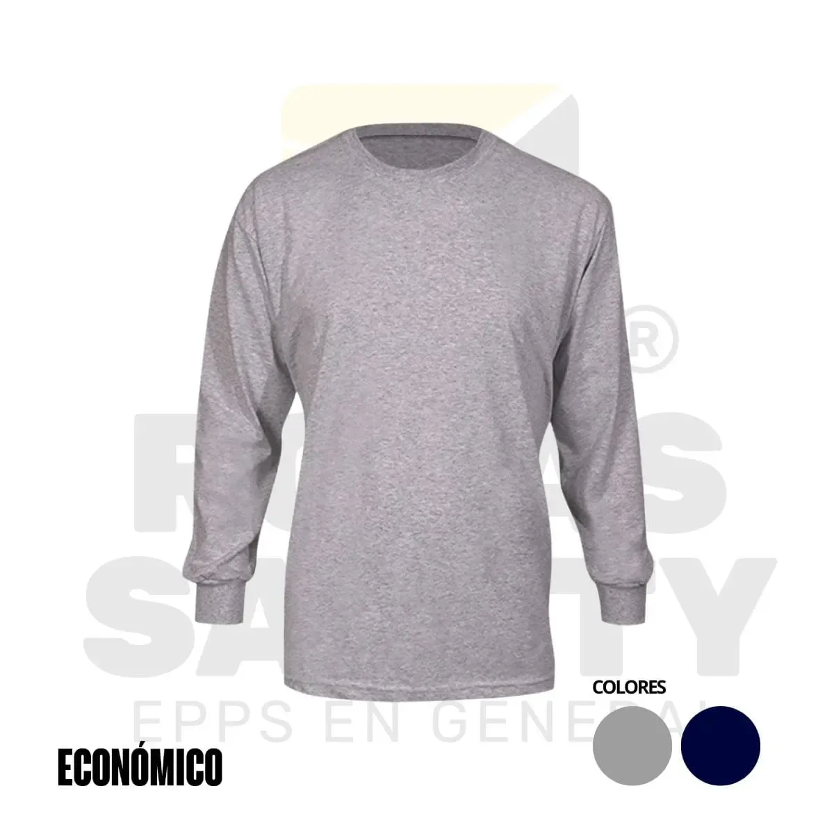 POLO MANGA LARGA GRIS ECONÓMICO