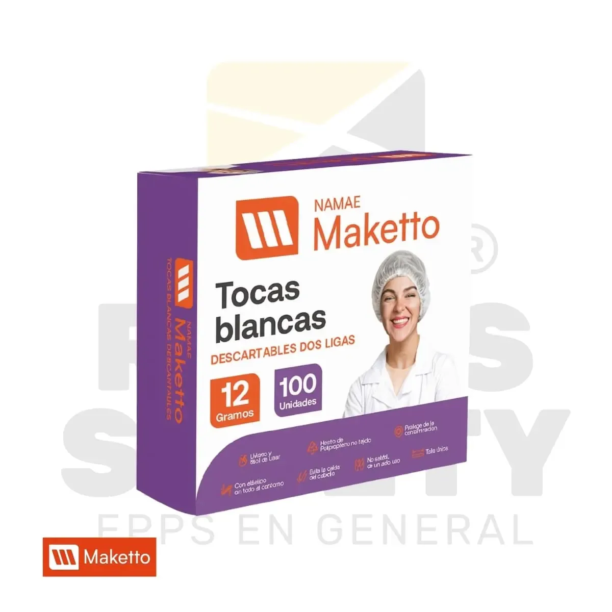 TOCAS BLANCAS DESCARTABLE DOS LIGAS 12 G. MAKETTO