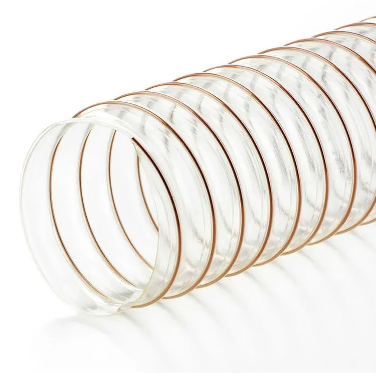 Manguera de poliuretano transparente con espiral cobre