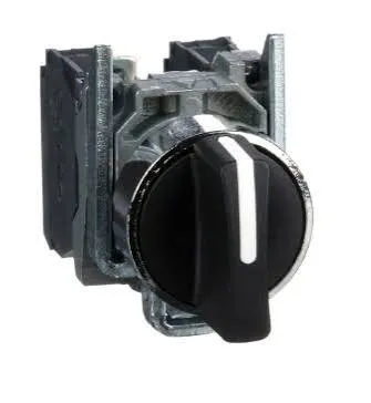 SELECTOR MANETA CORTA 3 POSIC C/RETORNO METAL NEGRO 22MM 2NA HARMONY